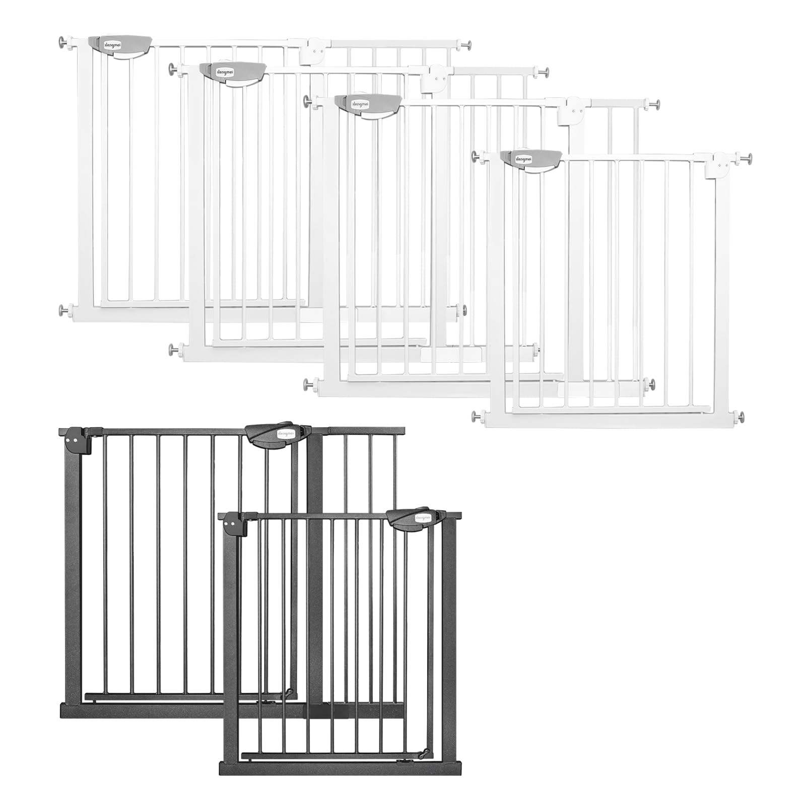 Aufun Rejilla protectora para escaleras, para niños, 180°, rejilla de apertura bidireccional, 95-105 cm de ancho, sin taladrar, rejilla de metal para niños pequeños, color negro