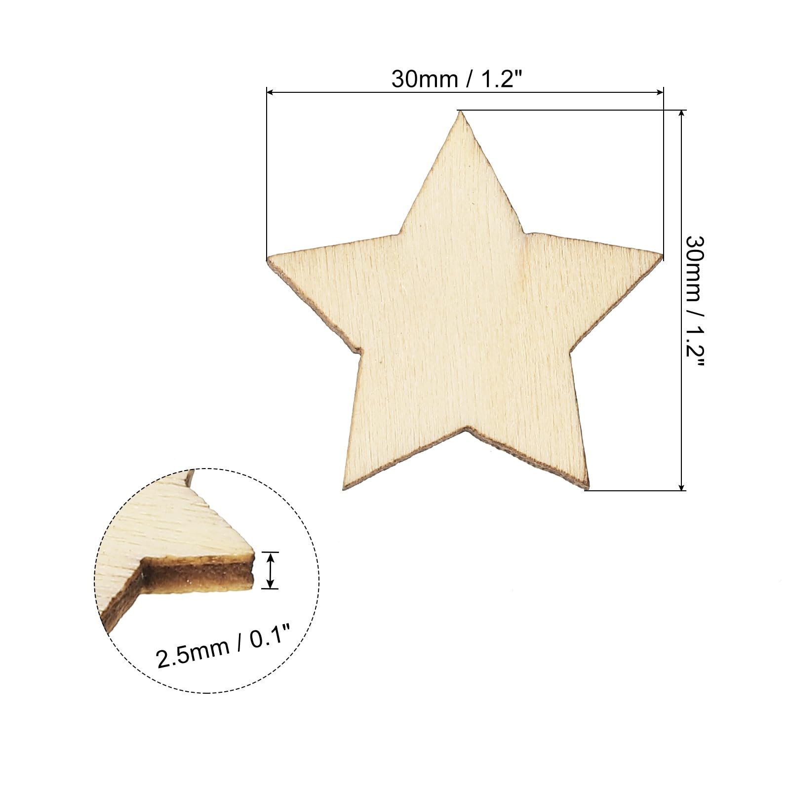 PATIKIL 30mm Wooden Stars - Image 2