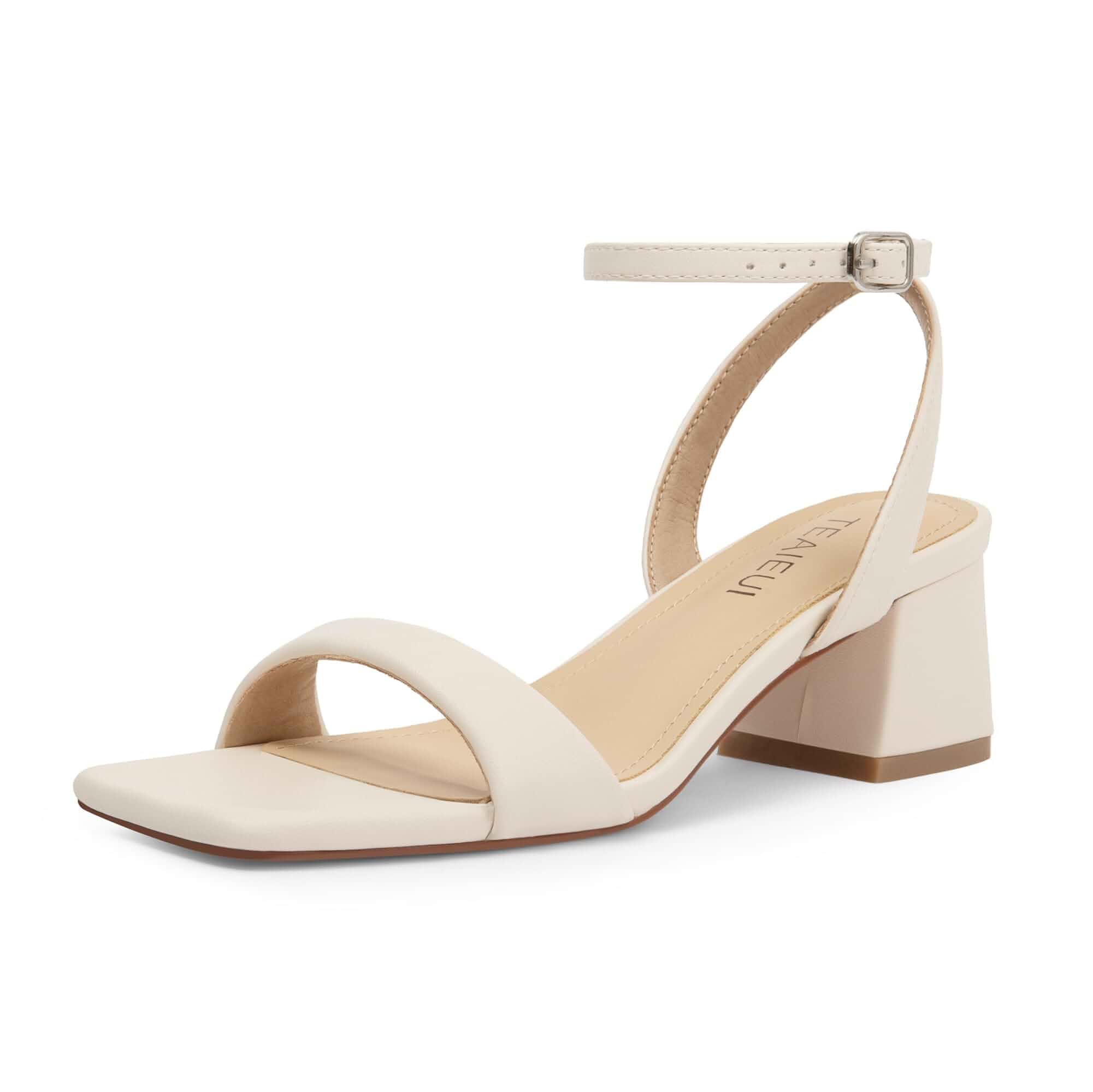 TEAIEUI Block Heels for Women, Square Open Toe Ankle Strap Heeled Sandals 2 Inch Strappy Chunky Low Heel Sandals, Comfortable Short Heels Shoes, for Dress, Party, Wedding, Prom, and Daily Wear