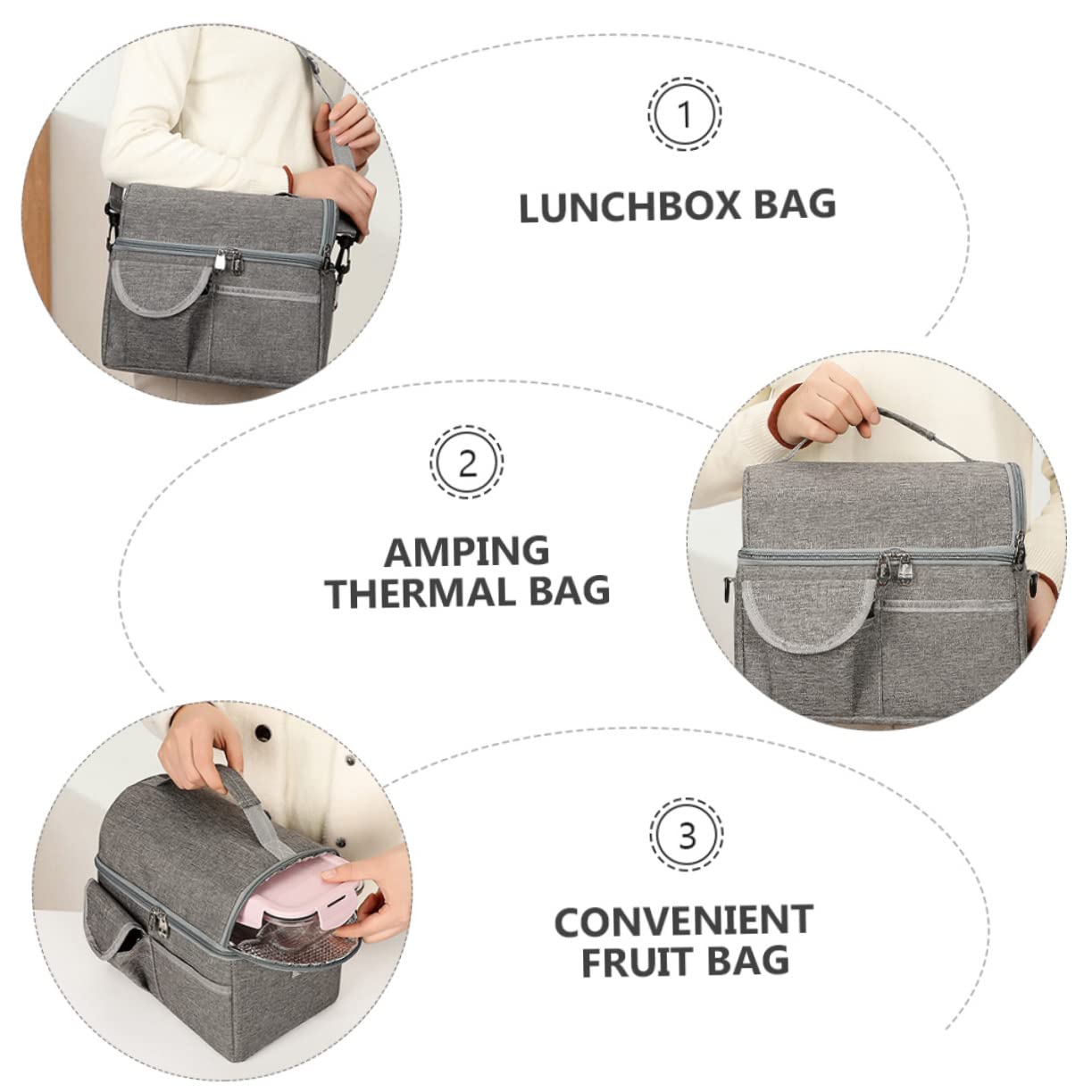TOPBATHY Collation Portable Isolée En Coton Perlé En Aluminium Tissé 3 Pièces Pour Conserver La Fraîcheur