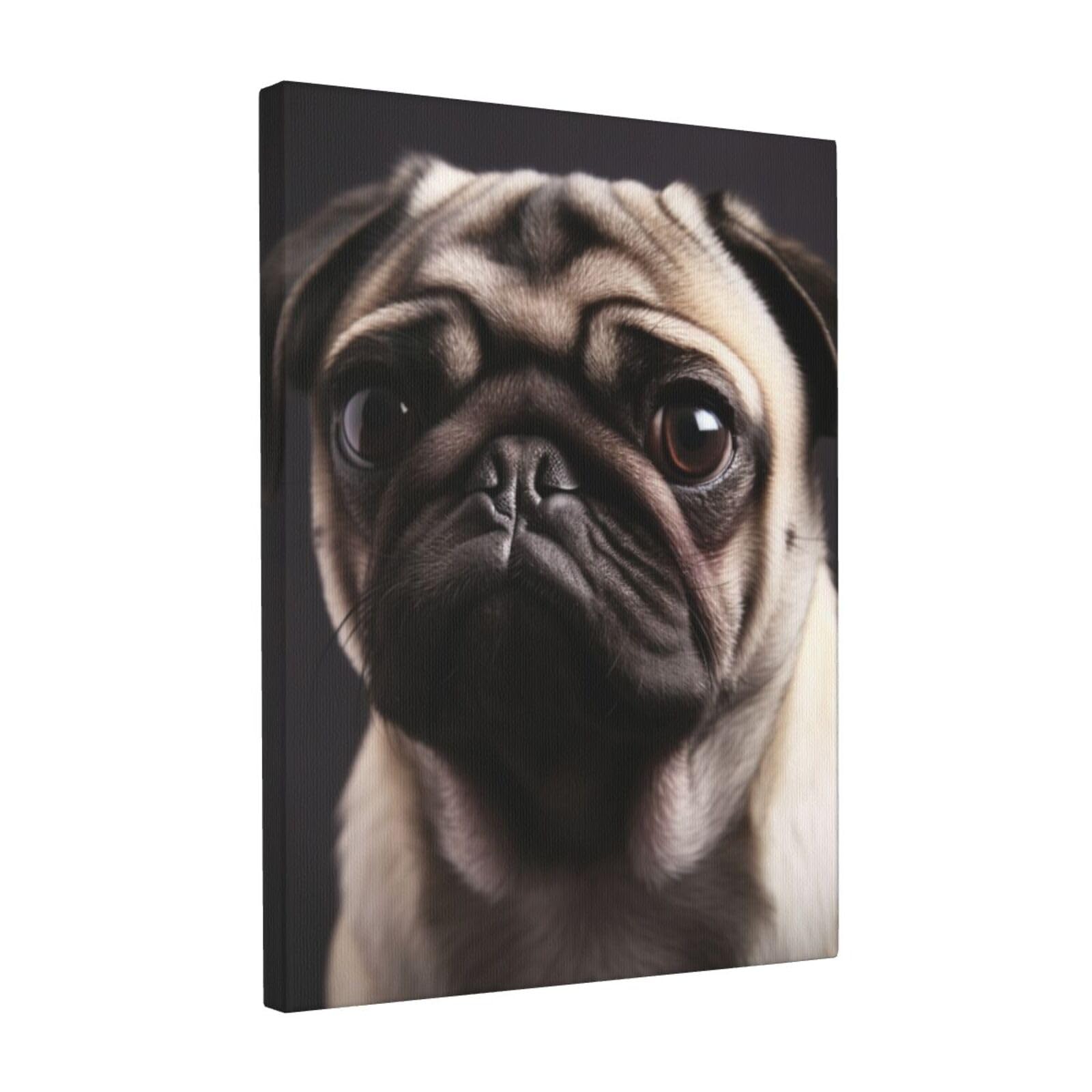 FodPand pug Canvas Wall Art for Living Room Wall Decor 12"x16" Modern Artwork Painting Pictures Hanging Canvas Prints Aesthetic Wall Art for Bedroom Bathroom Office Wallart Decor