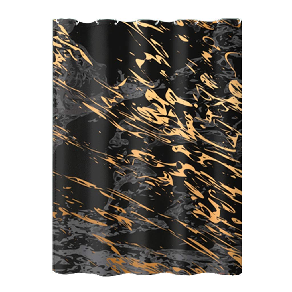 Rideau de douche noir 180x200cm en tissu épais imperméable pour salle de bain