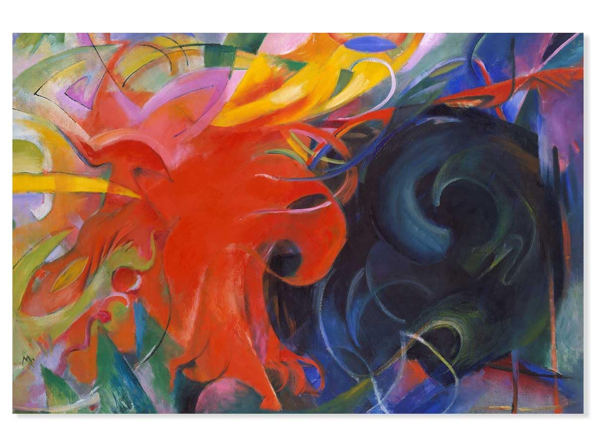 Fighting Forms- por Franz Marc – Póster en Francia – Marco de madera 90 x 60 cm