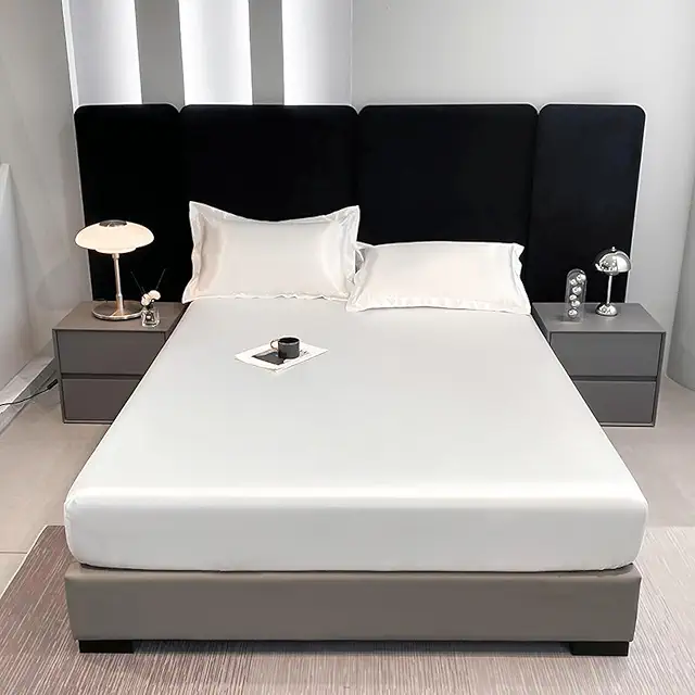 JIANINGHOME Satin Fitted Sheet 90x200 cm - Ultra Soft, Anti-Wrinkle, Breathable
