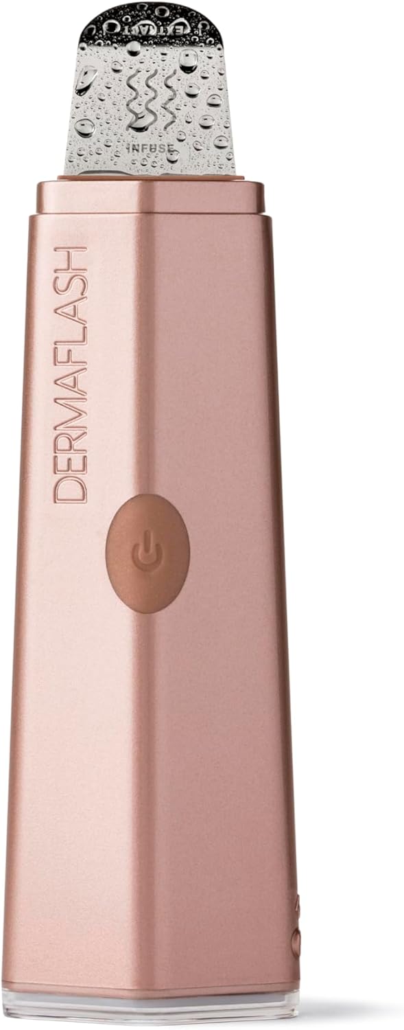 DERMAFLASH DERMAPORE+ Skin Care Device, Ultrasonic 2-in-1 Pore Extractor and Skincare Infuser, Blush