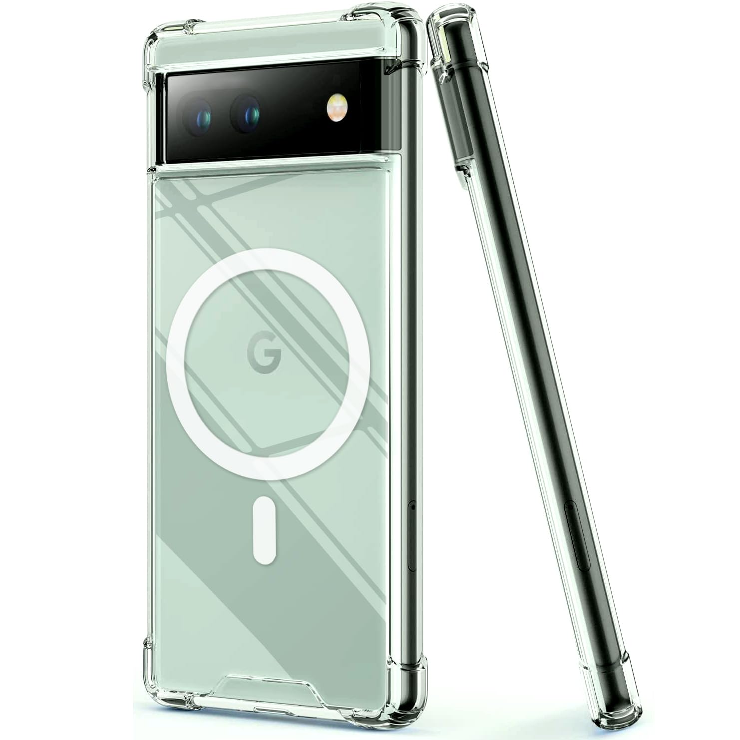 KIOMY Case for Google Pixel 6a Shockproof Bumper Protective Cover Hybrid Design Hard PC Back + Flexible TPU Raised Bezel Slim Fit with Airbag Corners