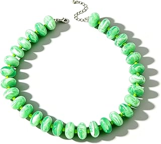 Chunky Beaded Necklaces for Women Large Bead Necklace Boho Acrylic Choker Big Bead Necklaces Summer Beach Jewelry Gifts Outfits Accessories for Women