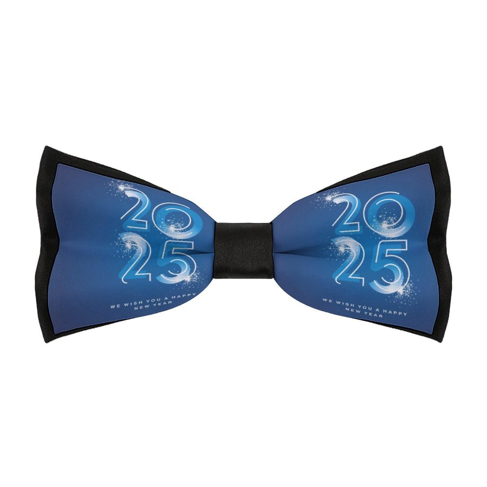 Jyyau Happy New Year 2025 Bow Tie Adjustable Necktie For Men Business Fashion Pre-tied Tie Neckwear Novelty Accessory For Weddings Party Festival