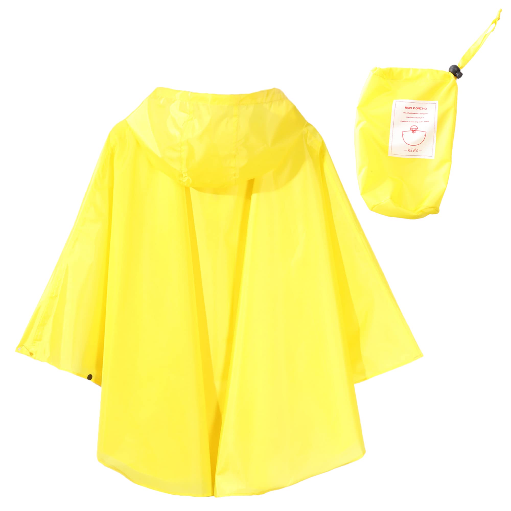 QIKADO Poncho Antipioggia Bambino, Poncho Pioggia Bambina con Cappuccio e Bottoni Portatile