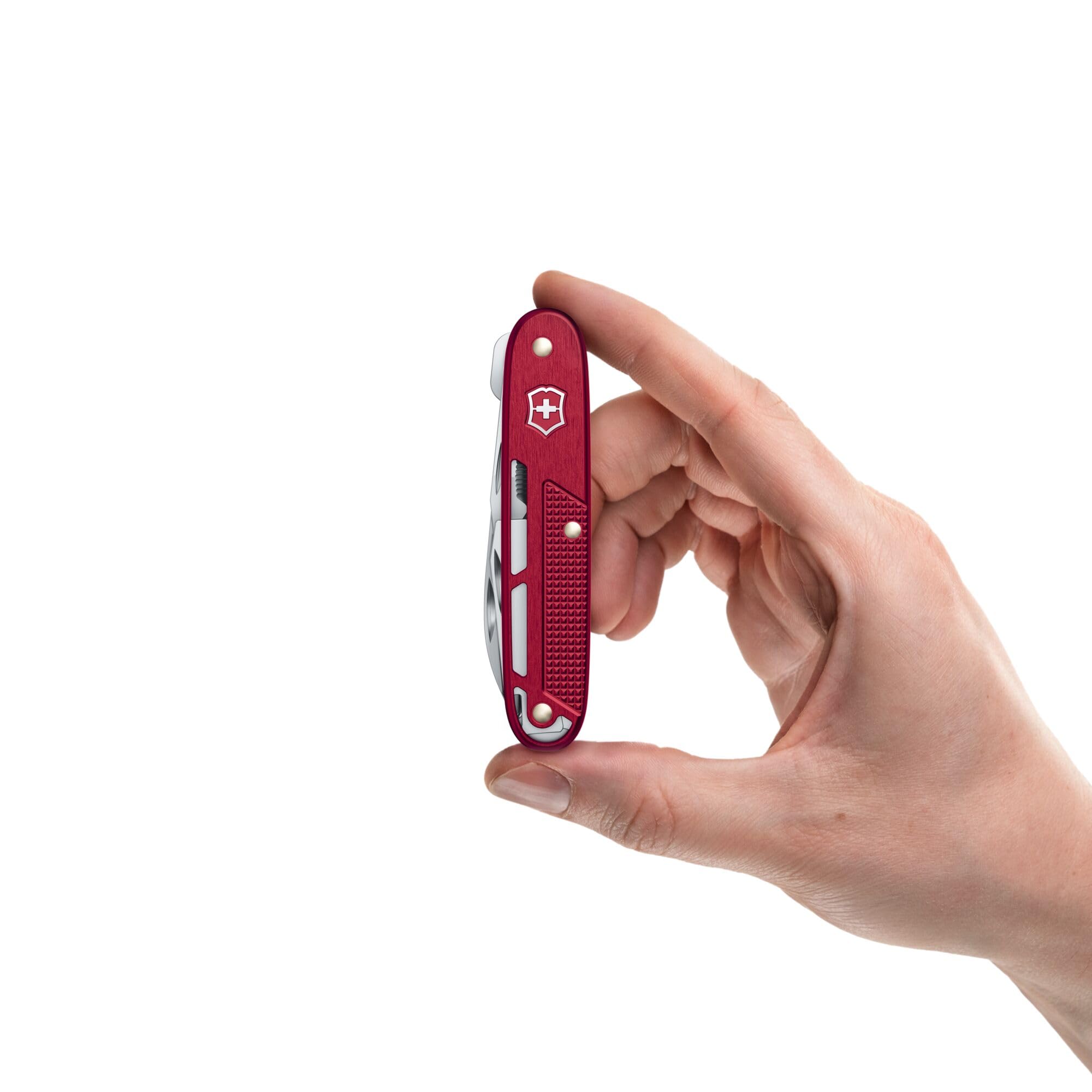 Victorinox Synergy X Alox Navaja Suiza – Navaja Multiuso, Multiherramienta de Acero Inoxidable para Trabajo, Uso Diario y Outdoor con Tijeras y Clip, Roja