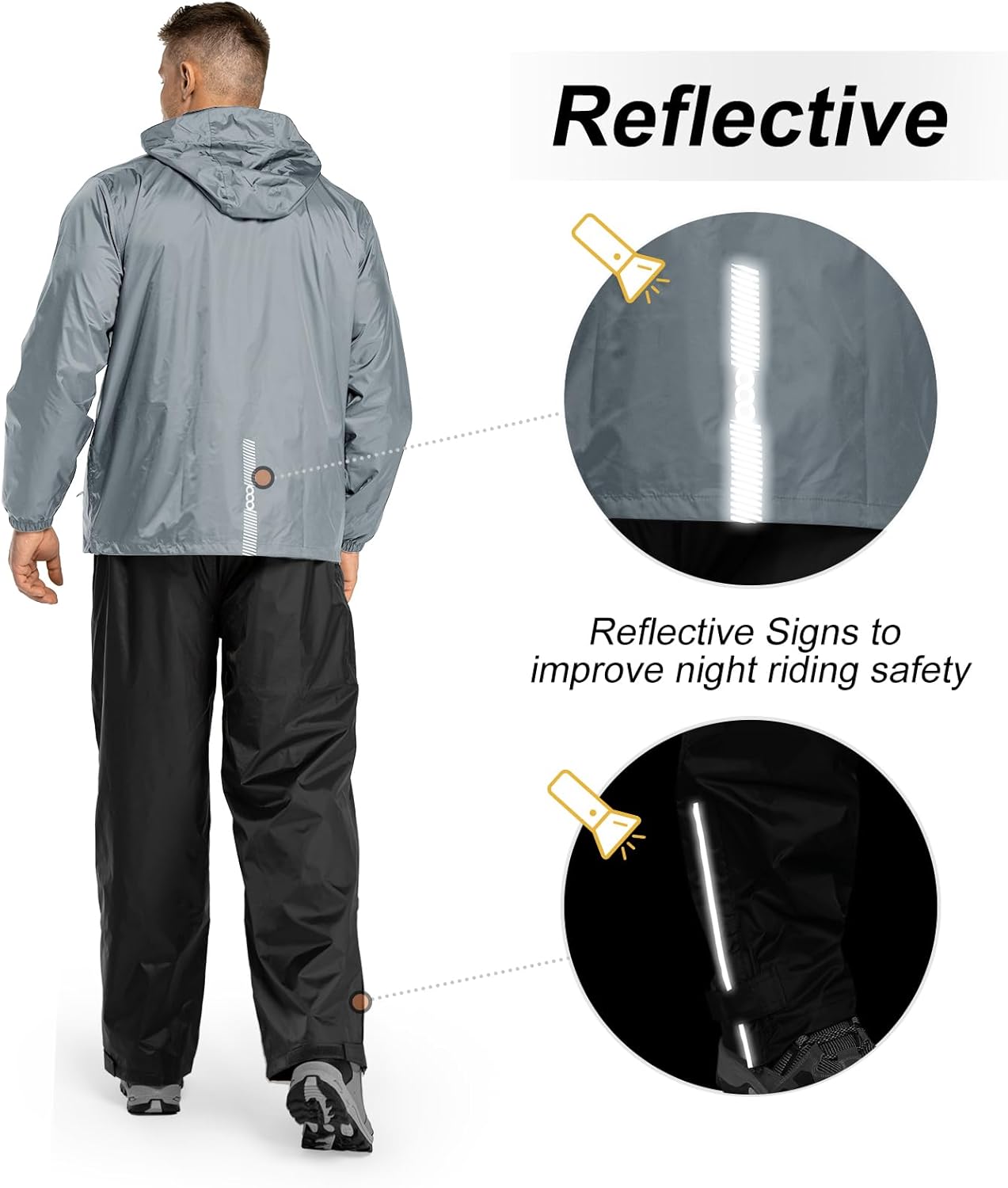 33,000ft Men's Rain Suit Packable Waterproof Lightweight Rain Gear for Golf Hiking Cycling 2 Pieces(Rain Jackets and Pants)