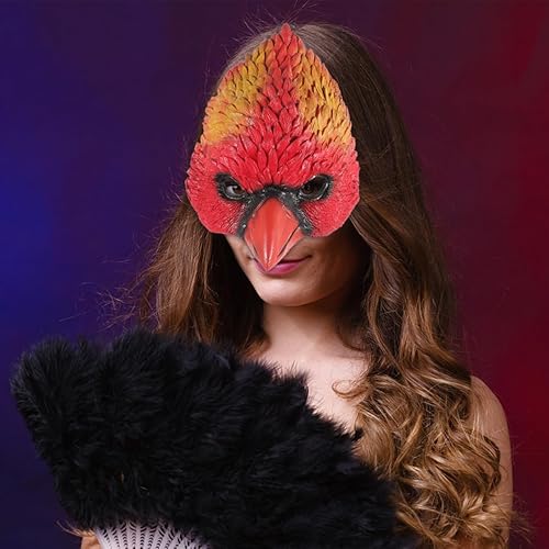 Miniatura 2 de jojofuny Máscaras de pájaro rojo Máscara de águila de media cara: disfraz de animal de PU para Halloween, accesorios de fiesta de máscaras, disfraz