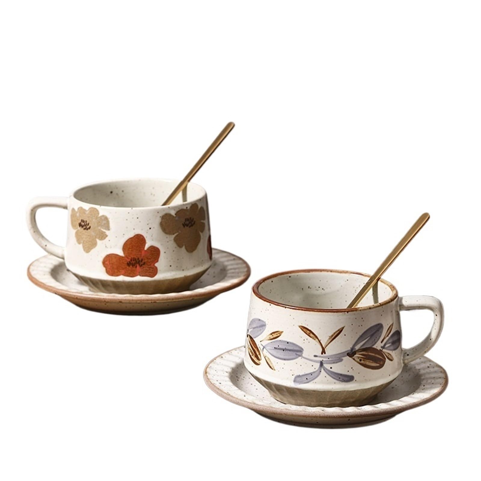 Juego De Tazas De Café Juego de tazas de café vintage, tazas y platos de cerámica, tazas con taza de té y tazas de café.(Cup-02)