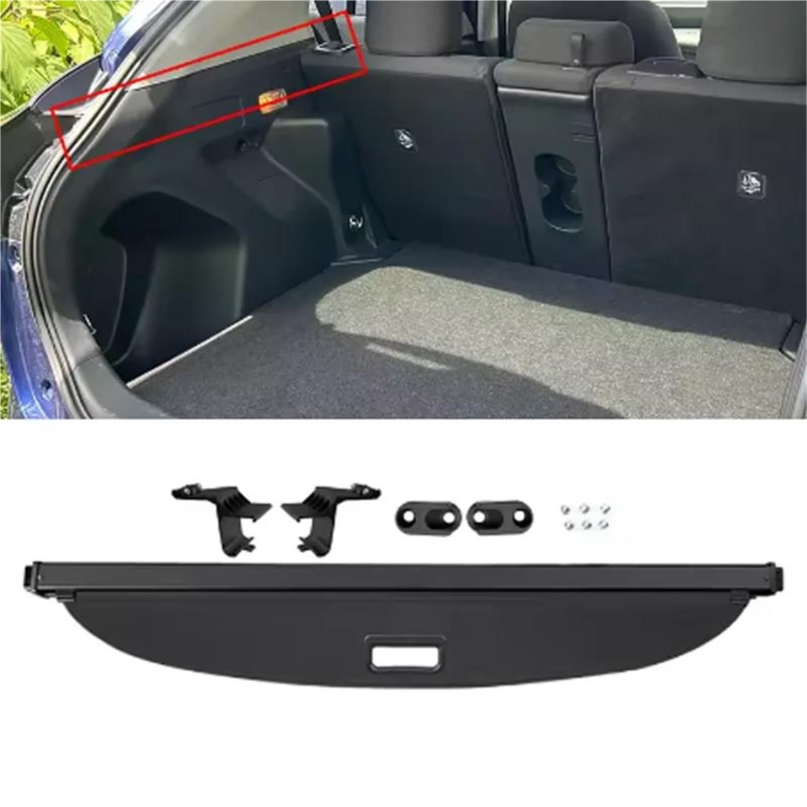 Générique Cache-Bagages Couverture De Coffre Rétractable pour Toyota pour Yaris pour Cross 2023+ Couverture Porte-Colis Bouclier Étanche Confidentialité Couverture Chargement Voiture(Model 02)