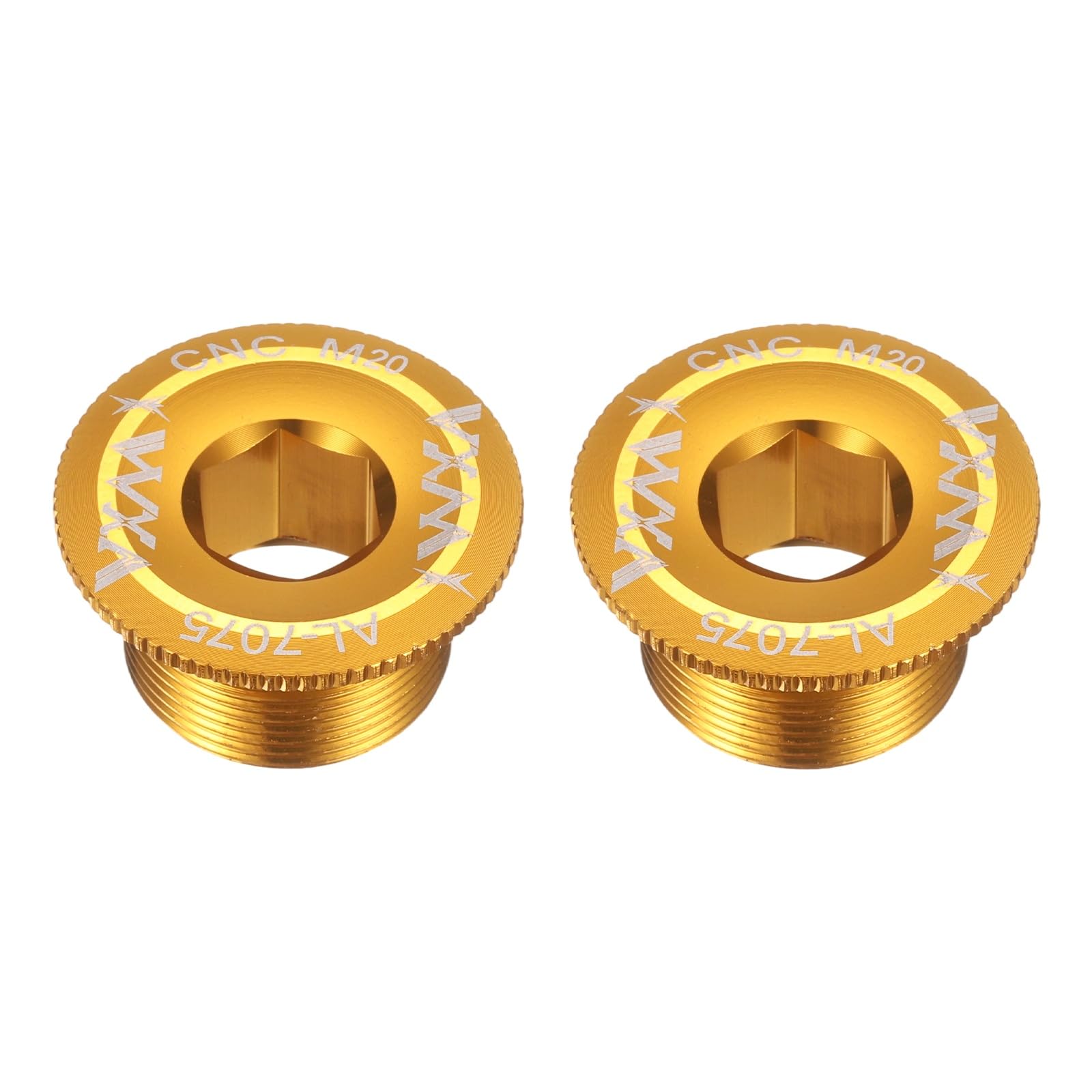 sourcing map 2pcs Crank Cover Screw M20 Aluminum Alloy Bicycle Crank Fixing Bolt Crankset Arm Chainwheel Screws for Mountain Road Bike, Yellow