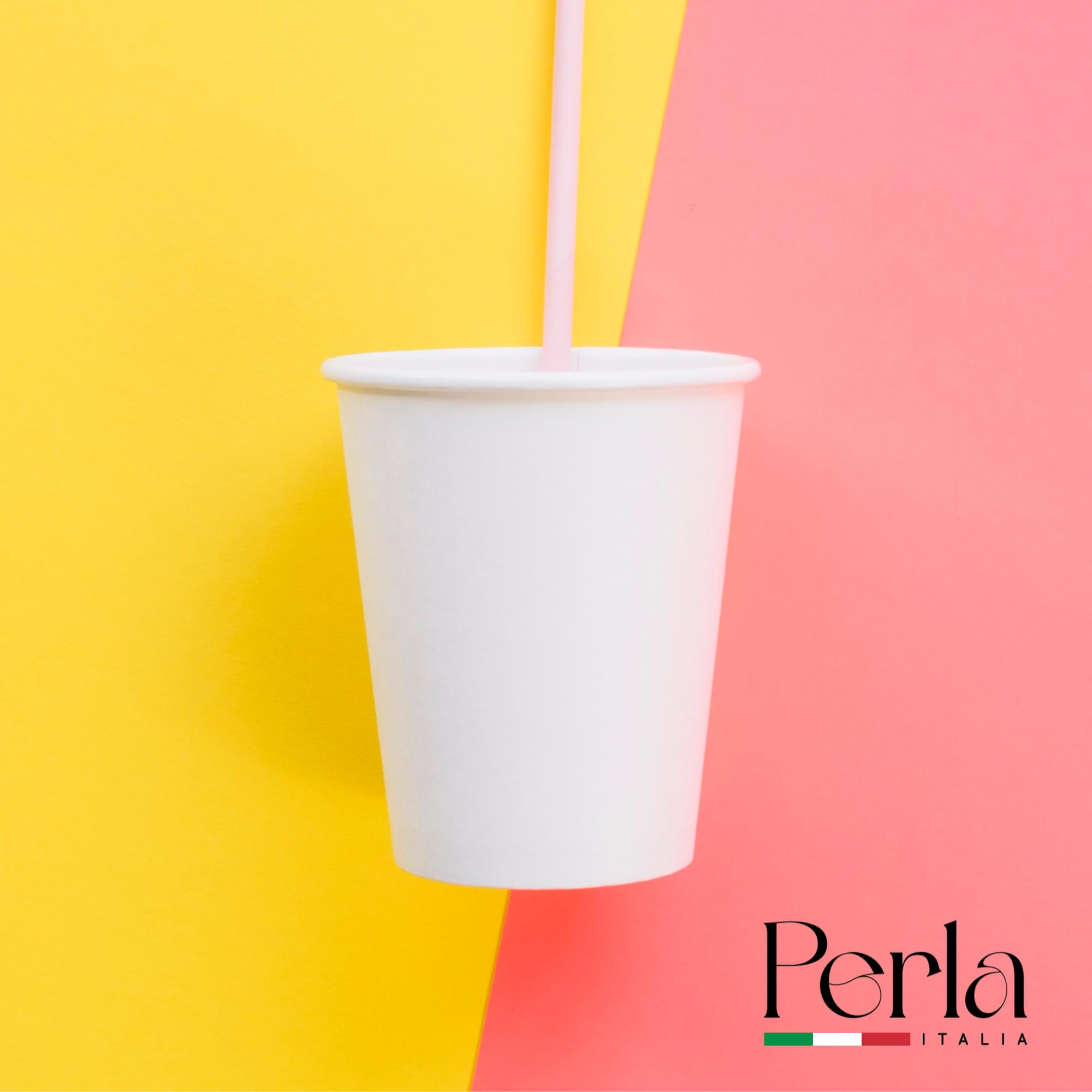 Perla - 200 Bicchieri di Carta da 200 ml - Bicchiere Monouso Biodegradabile Ecologico - Adatto per Bevande Fredde e Calde - Bicchieri per Acqua usa e getta (Bianco)