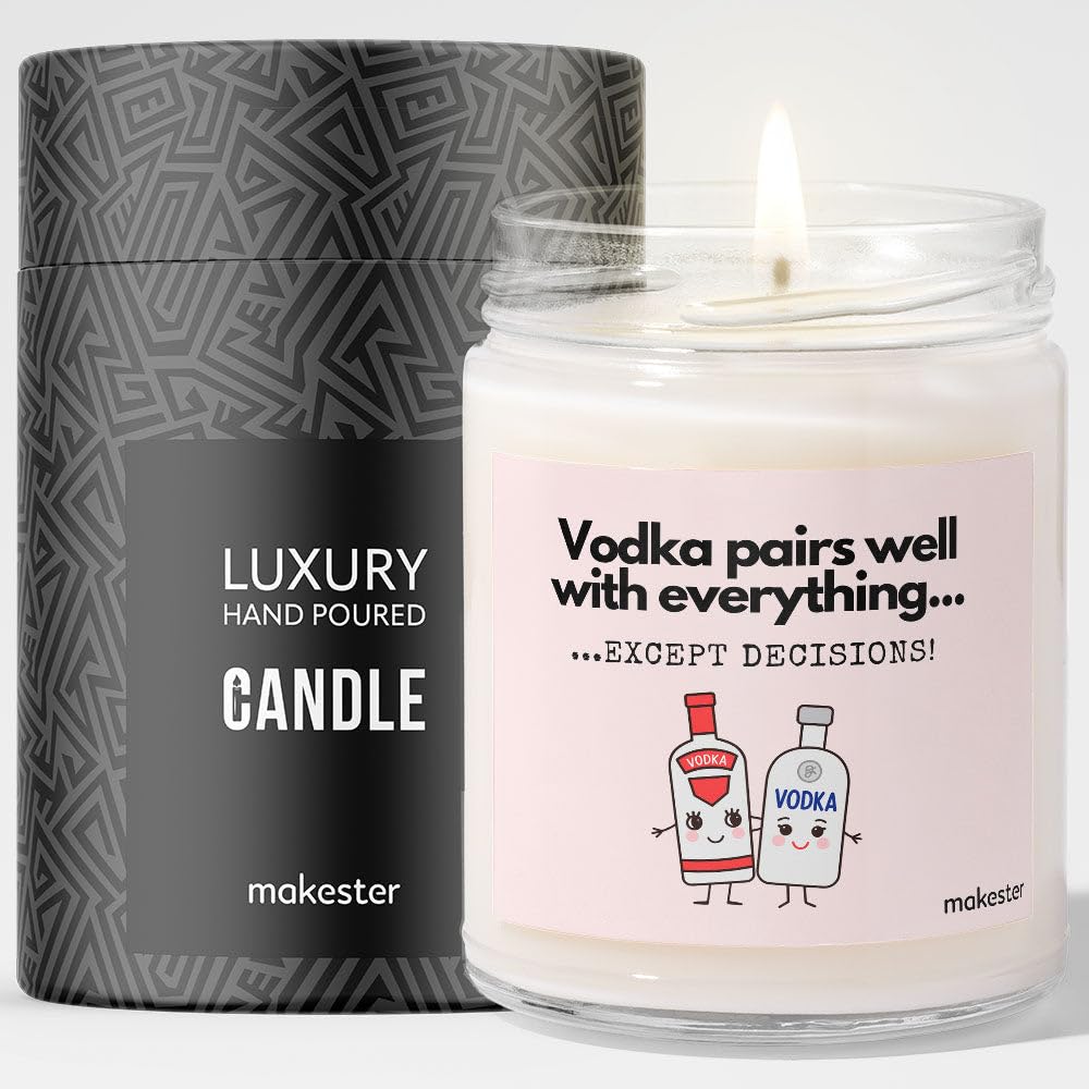 Gift for Vodka Lover - Luxury Soy Wax Candle - Vanilla, Jasmine, Sugared Almond - Makester — image 1