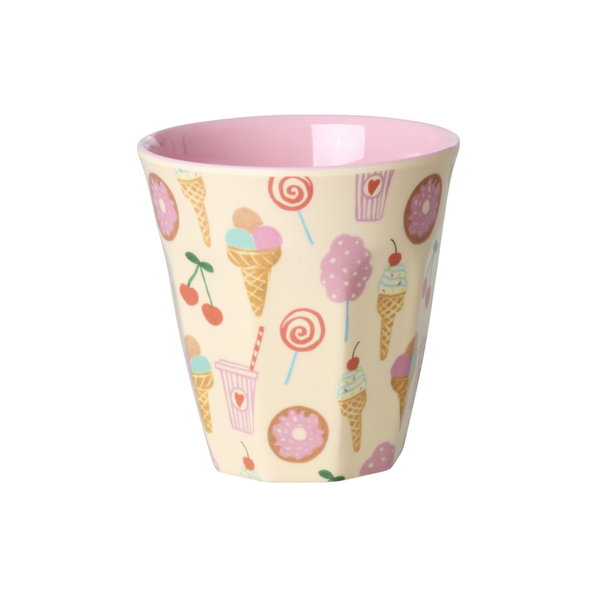 Rice kleine Melamin Becher Kinderbecher - Pink - Fun Fair Print - 6er Pack Becherset BPA-frei