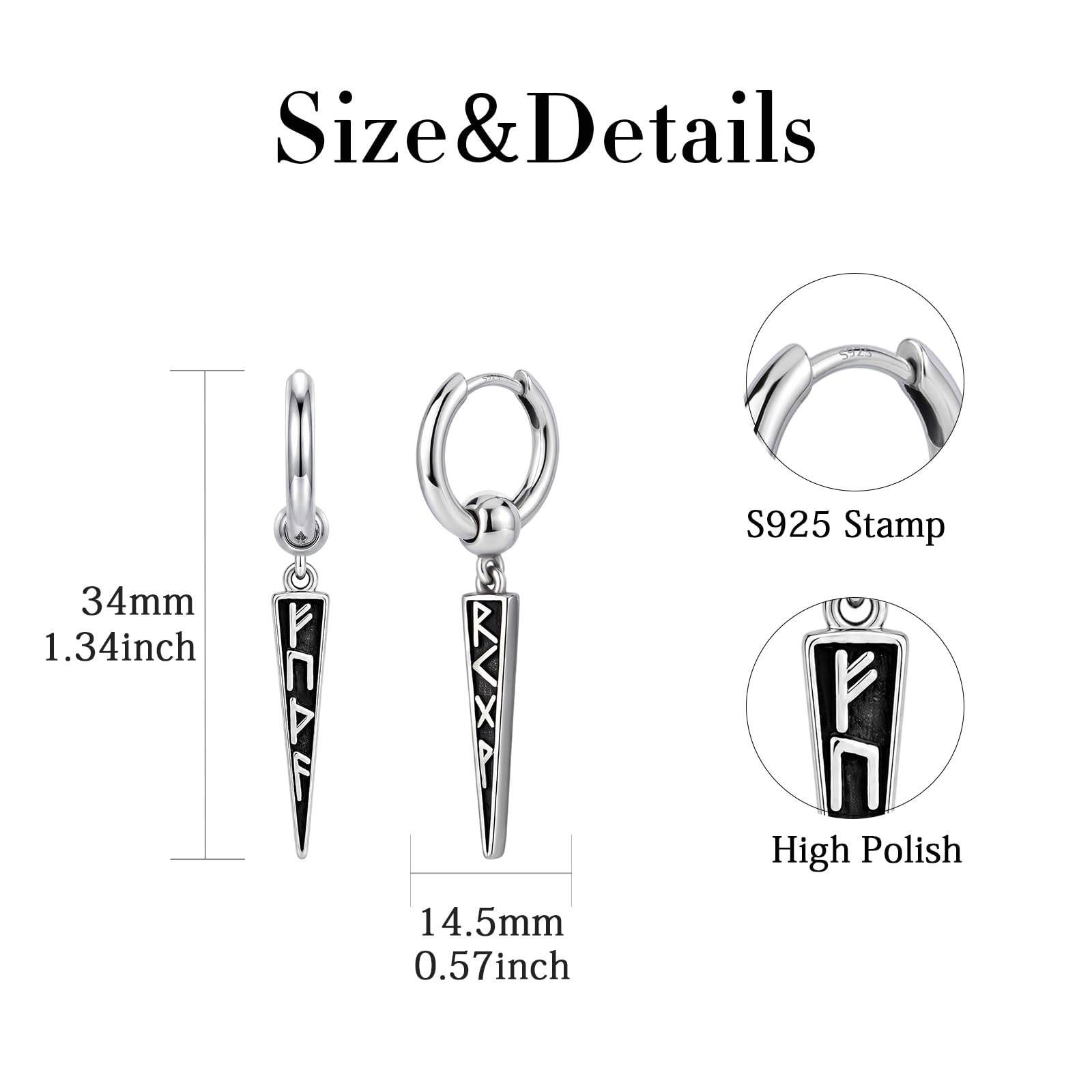 Spike Ohrringe 925 Sterling Silber Wikinger/Keltischer Knoten Creolen Ohrringe Spike Schmuck Geschenke für Damen Herren