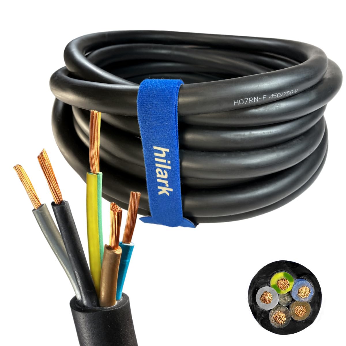 Hilark - Cavo in gomma H07RN-F 5x6mm2, 10m, colore: Nero