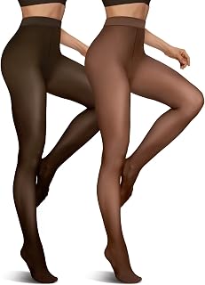 2 Pairs Fleece Lined Tights for Women Thermal Pantyhose Fake Translucent Winter Warm Tights Thick Leggings
