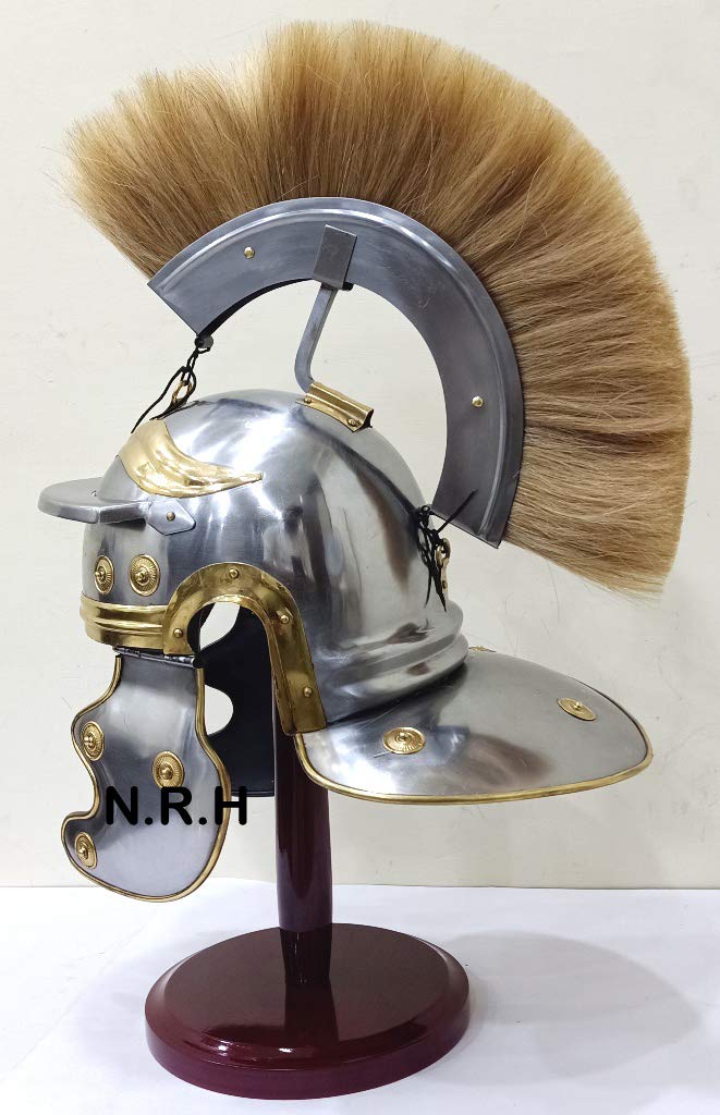Nautical Replica Hub Roman Centurion Helmet | Mens Wearable Spartan Helmets Medieval Costume Halloween Helmet | Liner Reenactment Helmet With Stand