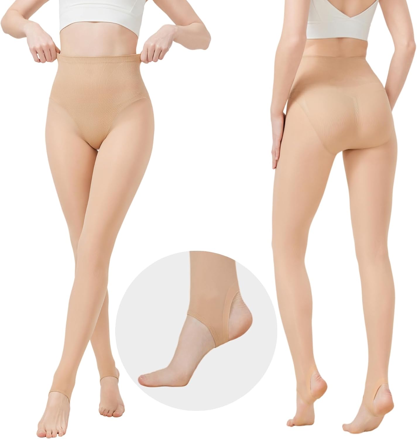 Tights Stirrup Leggings Golf Stocking Four-Season Tights Dark Skin Color 80D - Image 5