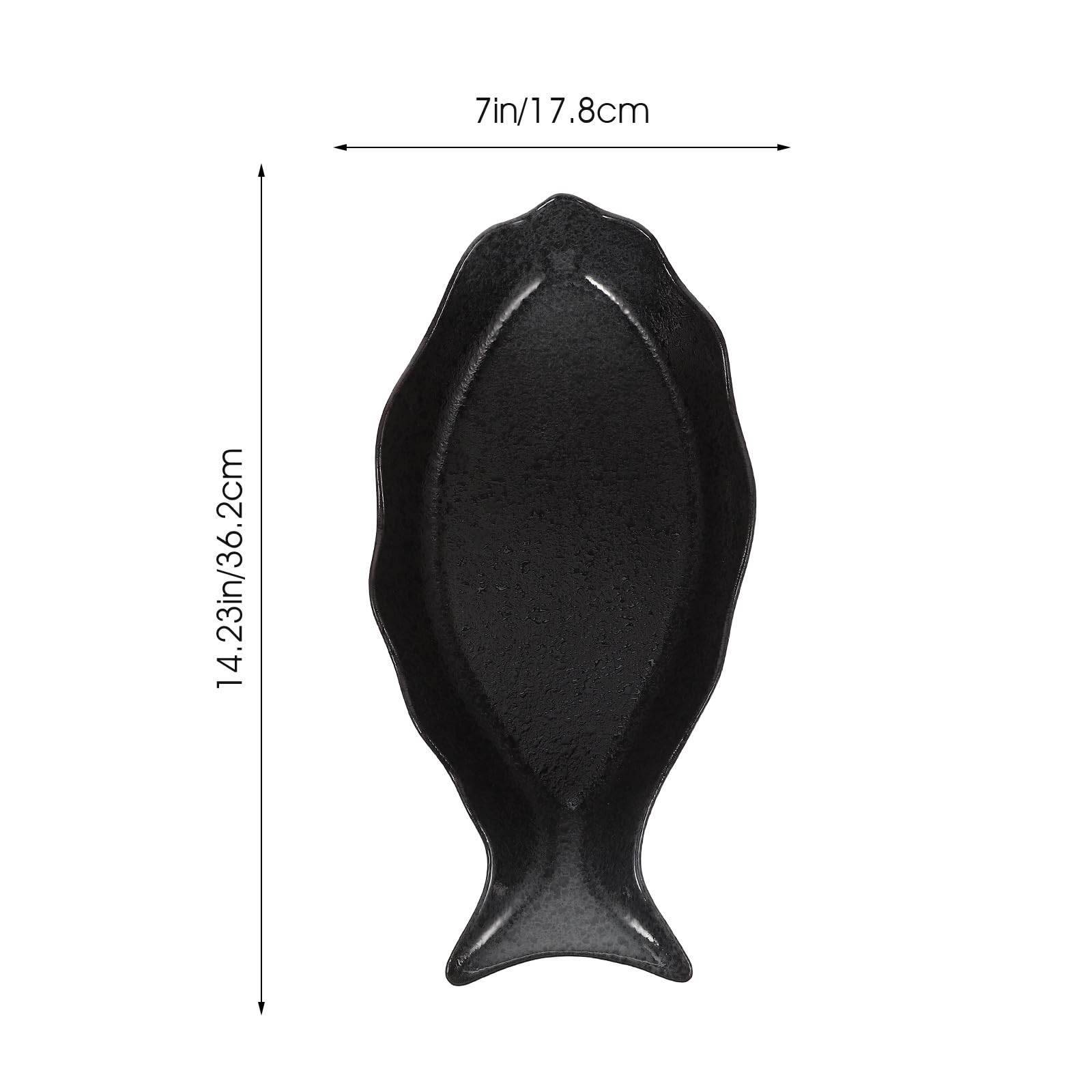 Placa Cerámica Japonesa para Servir Pescado Plato Grande con Diseño Elegante Negro Bandeja Resistente y Fácil de Limpiar para Hogar Restaurante y Hotel
