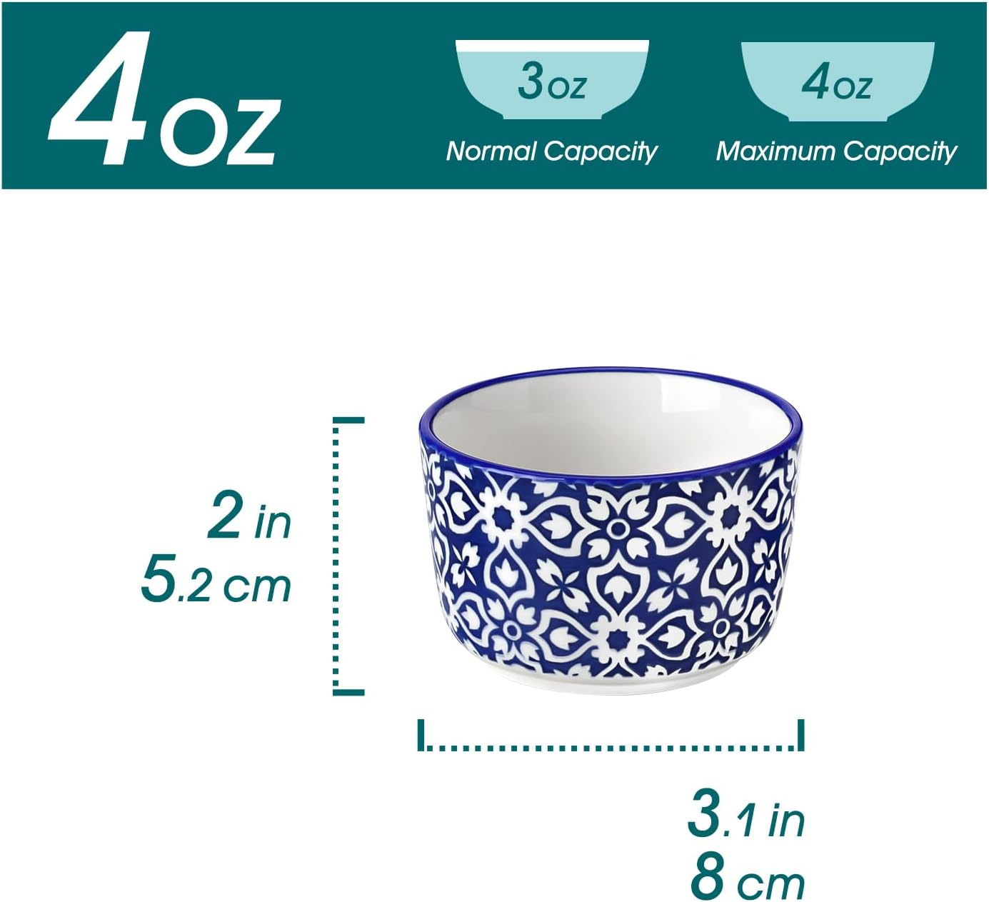 vancasso Selene 4 oz Mini Ceramic Ramekins Set of 6 and vancasso Selene 8.5" Pasta Bowls Set of 6