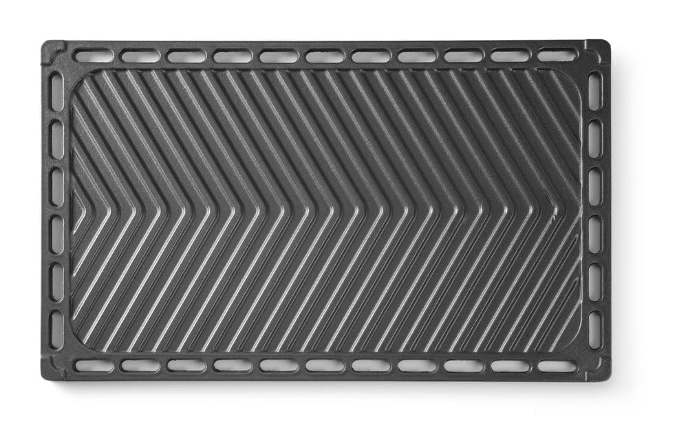 HENDI Plancha de asador, GN 1/1, de hierro fundido, 1 lado liso y 1 lado acanalado, 325x530mm, para todas las parrillas, grill, barbacoas Green Fire de HENDI