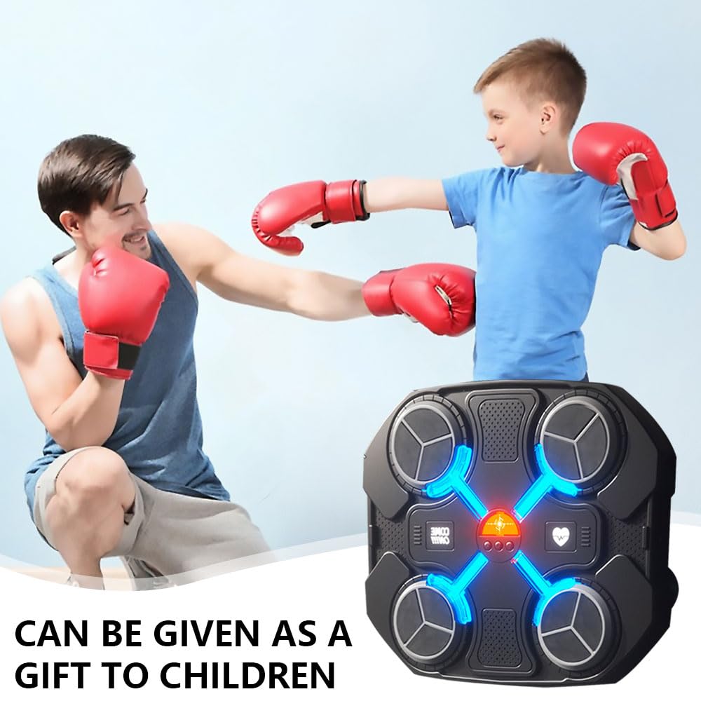 Music Boxing Machine Bambini, Macchina da Boxe Musicale Intelligente, 3 velocità Boxe Musicale da Parete, con Guanto da Boxe e Effetti di Luce Ritmici, per Allenamento a Casa dei Bambini Adulti