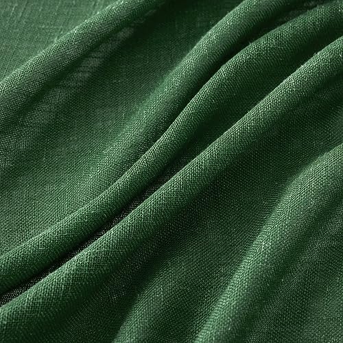 MIULEE Emerald Green Linen Curtains 72 Inch Length for Bedroom Living Room, Soft Thick Linen Textured Window Drapes Semi Sheer Light Filtering Back Tab Rod Pocket Burlap Look Christmas Decor, 2 Panels