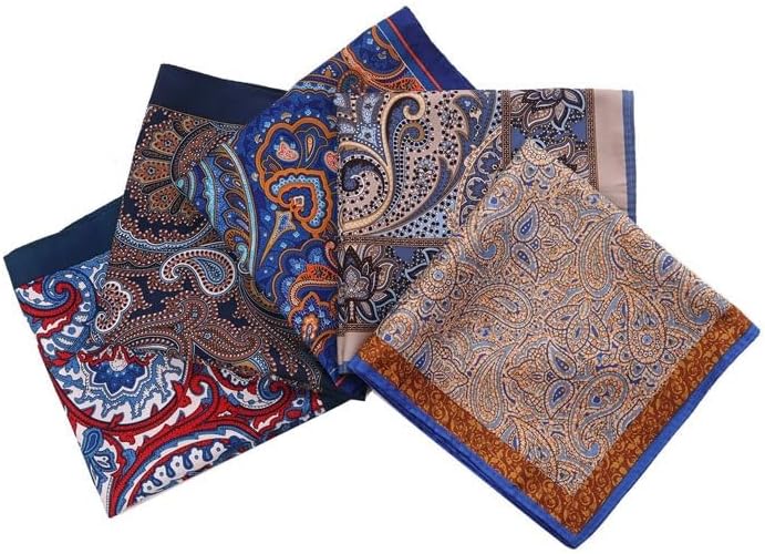 Men's Suit Pocket Square Vintage Printed Polyester Silk Small Handkerchief