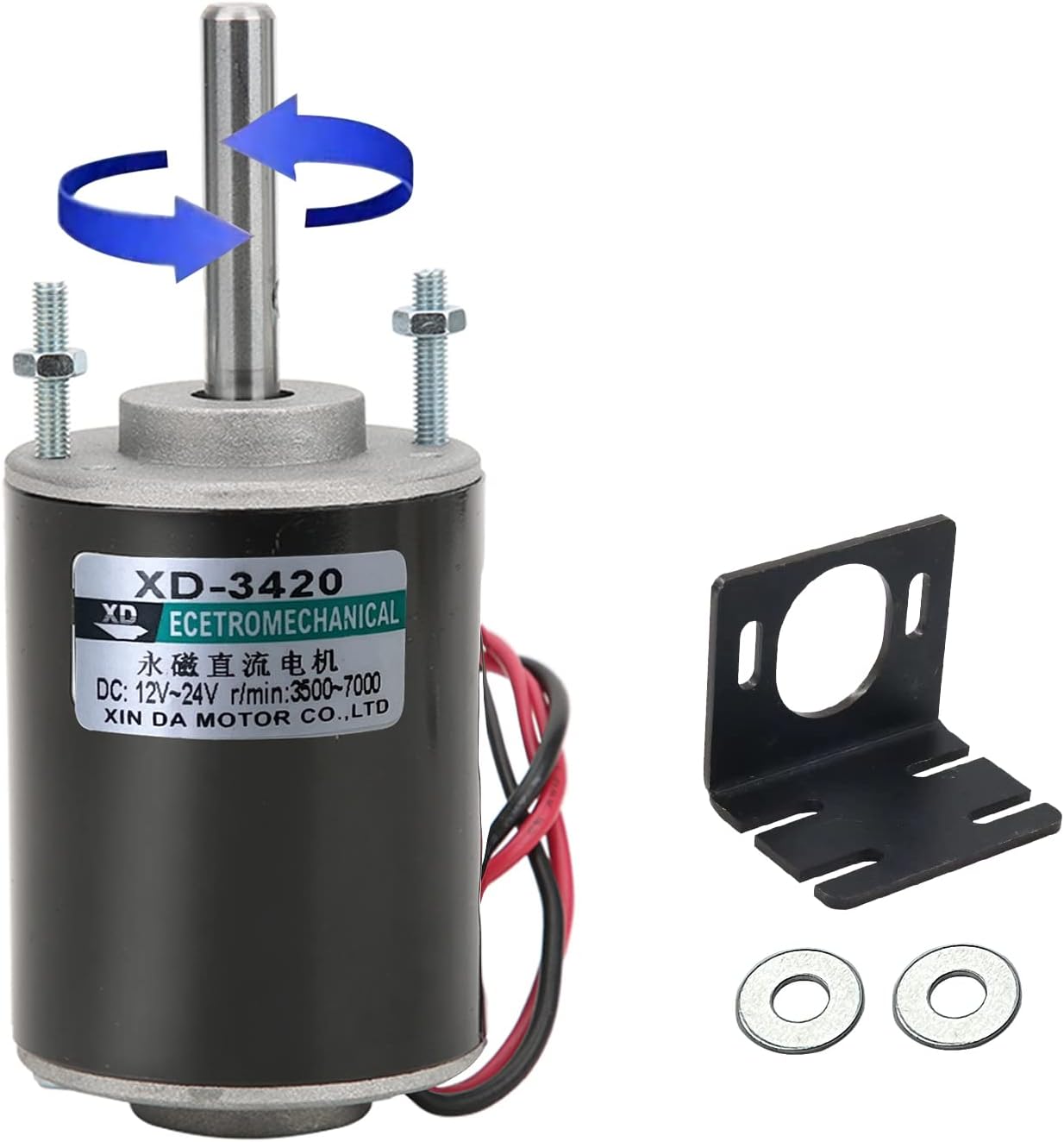 High Torque DC Motor 12 V/24 V Permanent Magnet Motor Mini DC Motor DIY Generator Motor 30W CW/CCW 3500/7000RPM with Moun… (Conventional rotary threaded shafts)