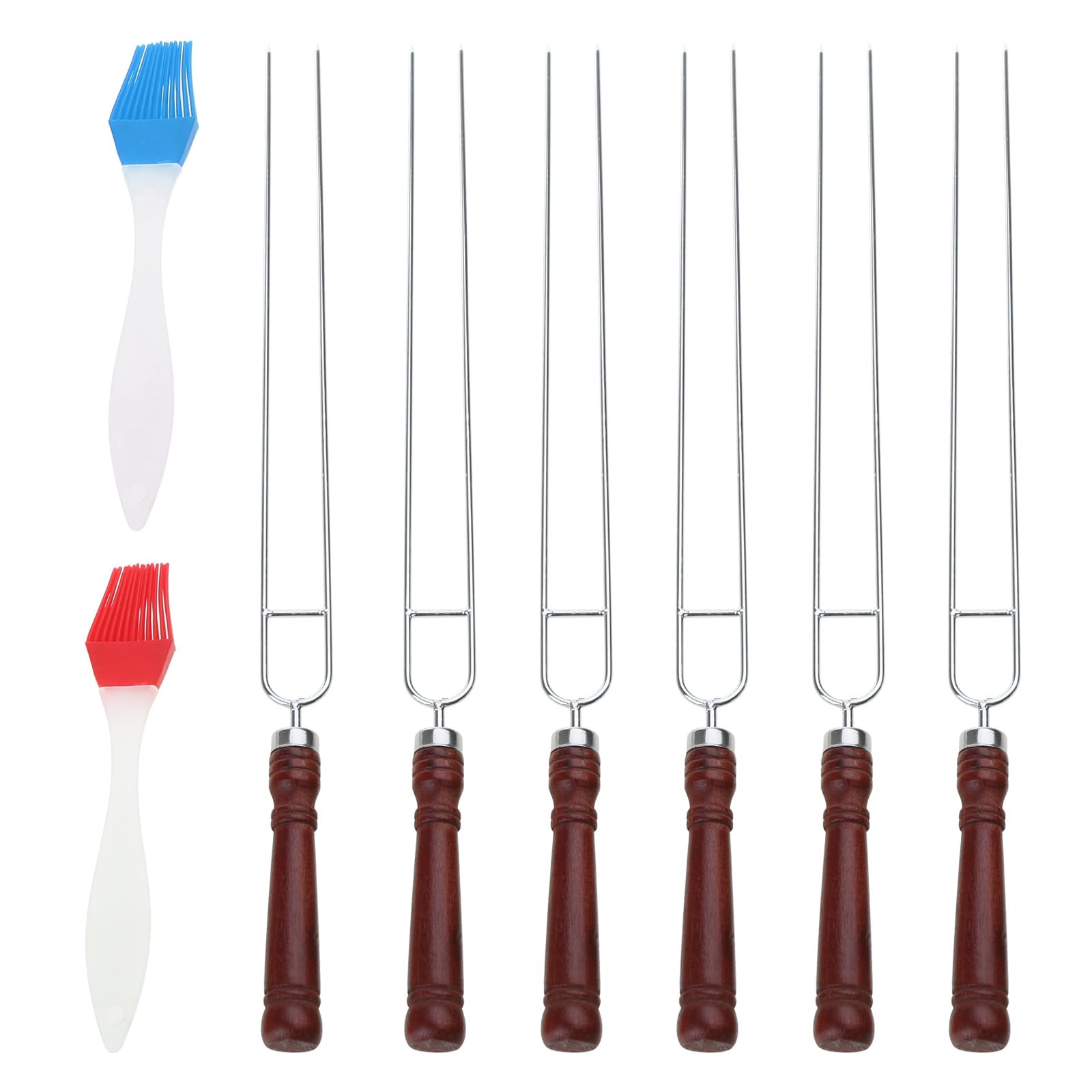 Tsophreniq 6-Piece Stainless Steel Barbecue Skewers BBQ Forks Seafood Grilling U-shaped for Grill for Grilling