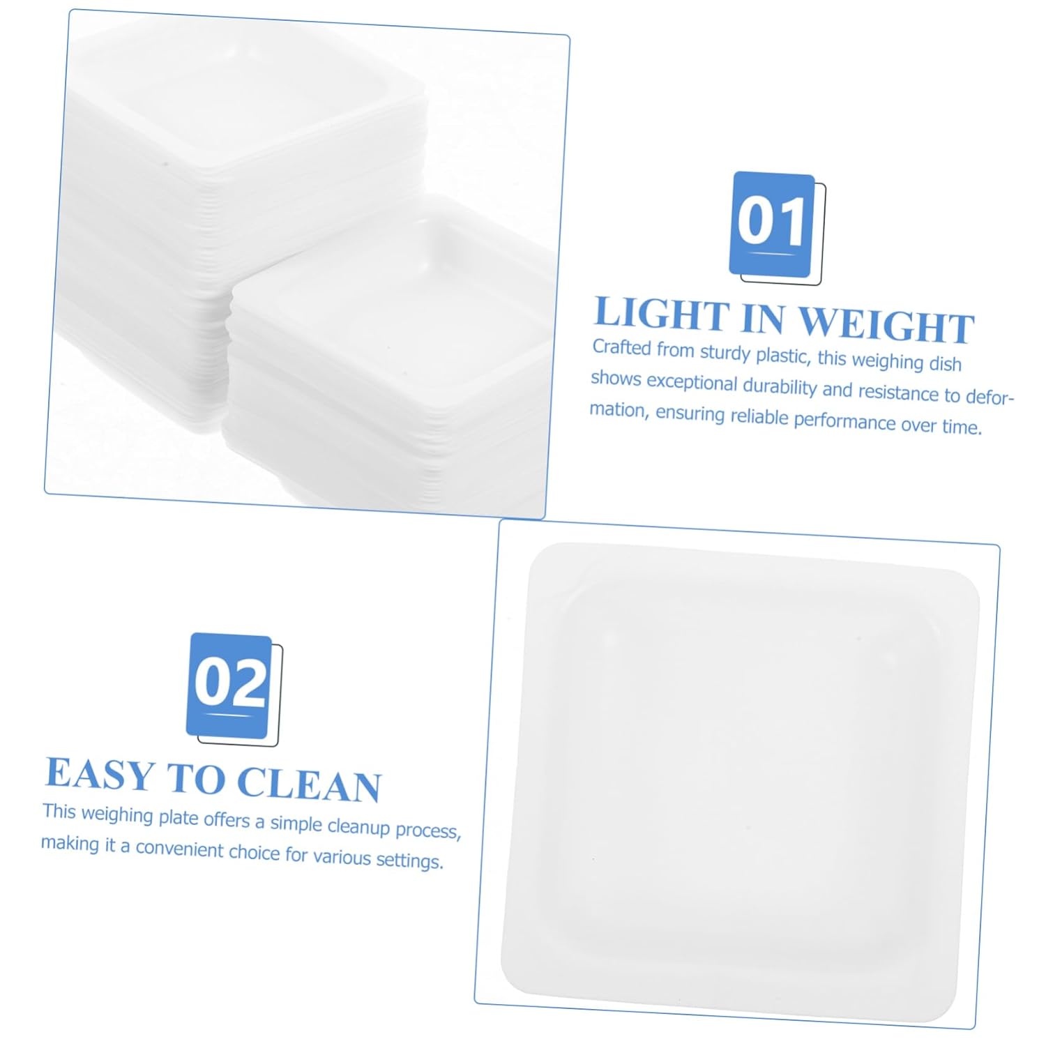 Mobestech 500pcs Sturdy Weighing Boat Scale Pan Reusable Measuring Weigh Boat for Lab Home Hospital