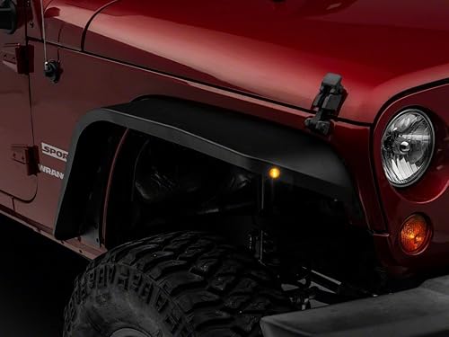 Miniatura 3 de RED ROCK Guardabarros delgados con logotipo Jeep delantero compatible con Jeep Wrangler JK 07-18