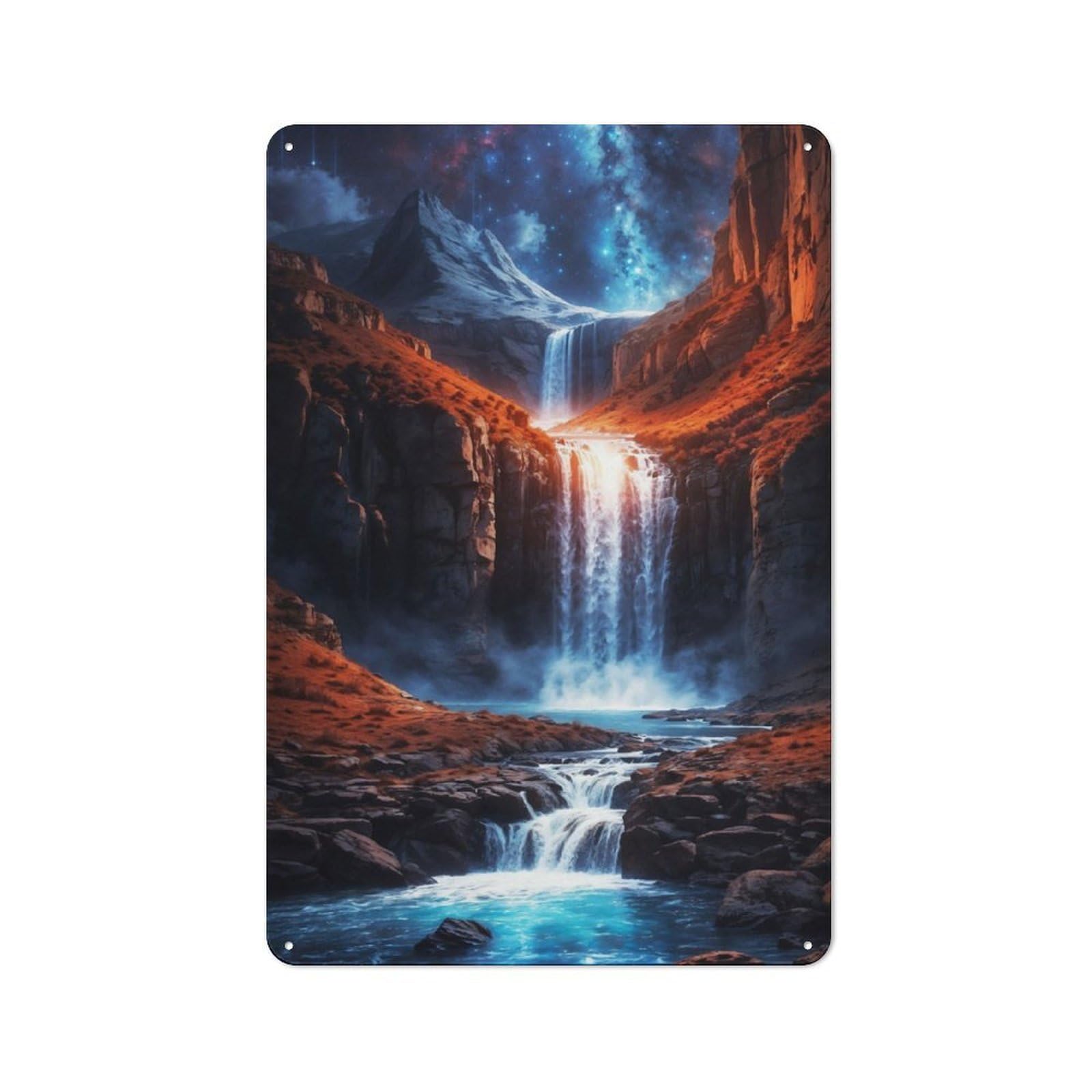 Junmoney Majestic Waterfall Retro Tin Sign 30X20cm For Hobby Room Or Studio, New-Space Wall Decor For Creative Interior Collectors