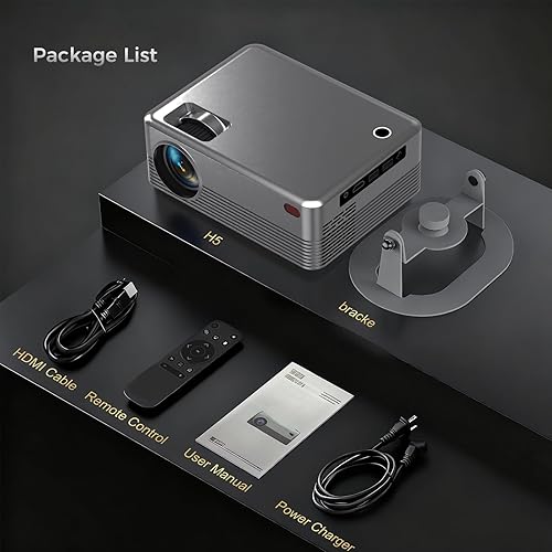 Miniatura 7 de Proyector inteligente con WiFi y Bluetooth, mini proyector nativo de soporte 1080P y 4K/8K, altavoz integrado de 8 W, proyector de película de 400