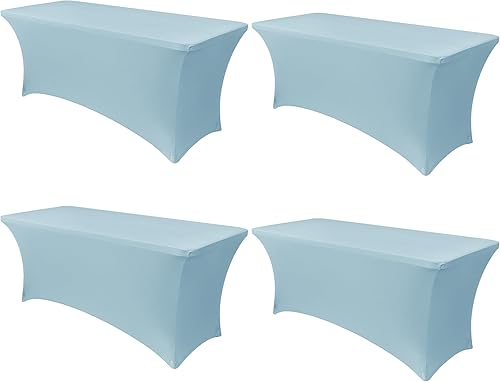 Miniatura 348 de Obstal Funda de mesa de elastano elástica de 4 pies para mesas plegables estándar, paquete de 2 manteles rectangulares universales ajustables