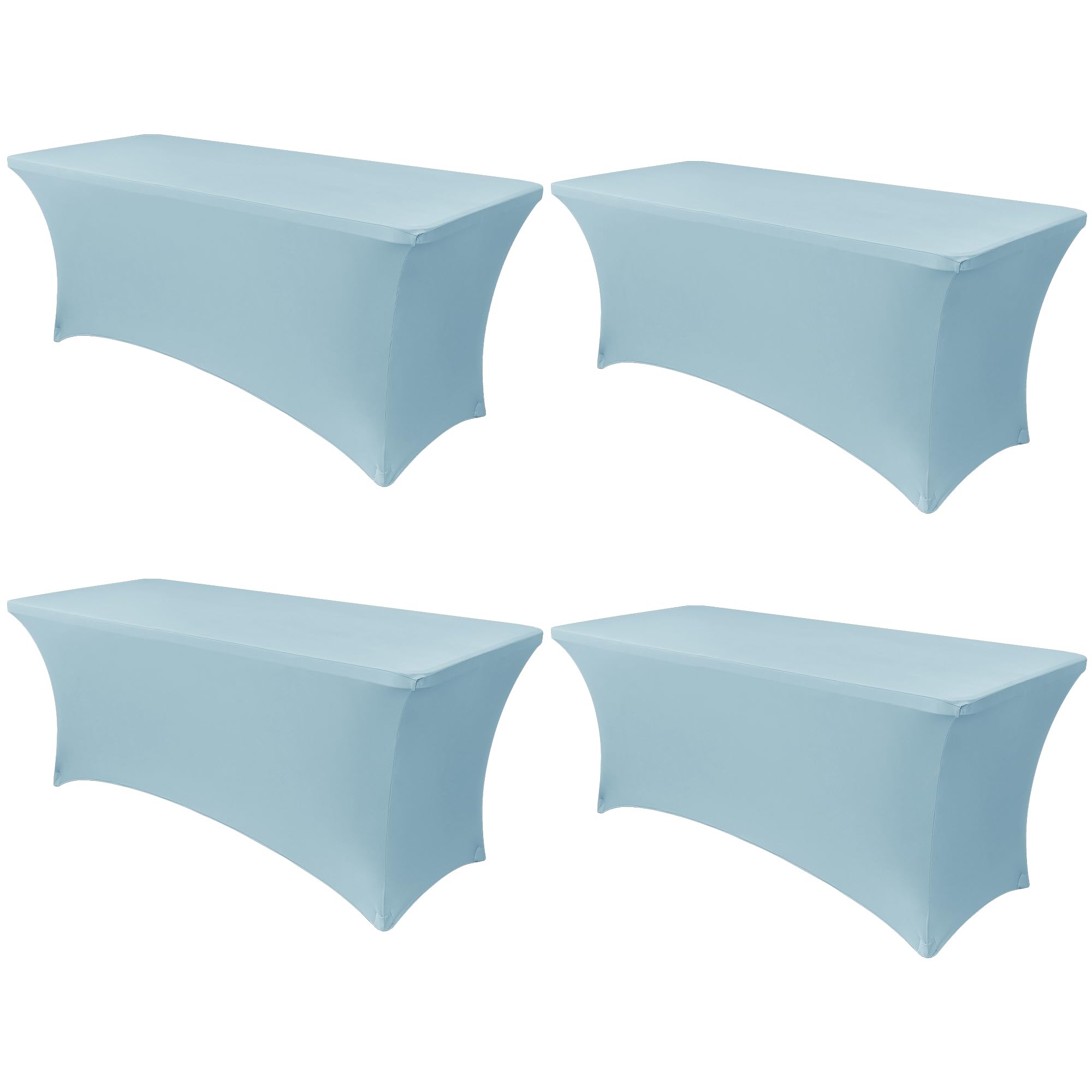 Obstal 6ft Stretch Spandex Table Cover, 4 Pack, Dusty Blue