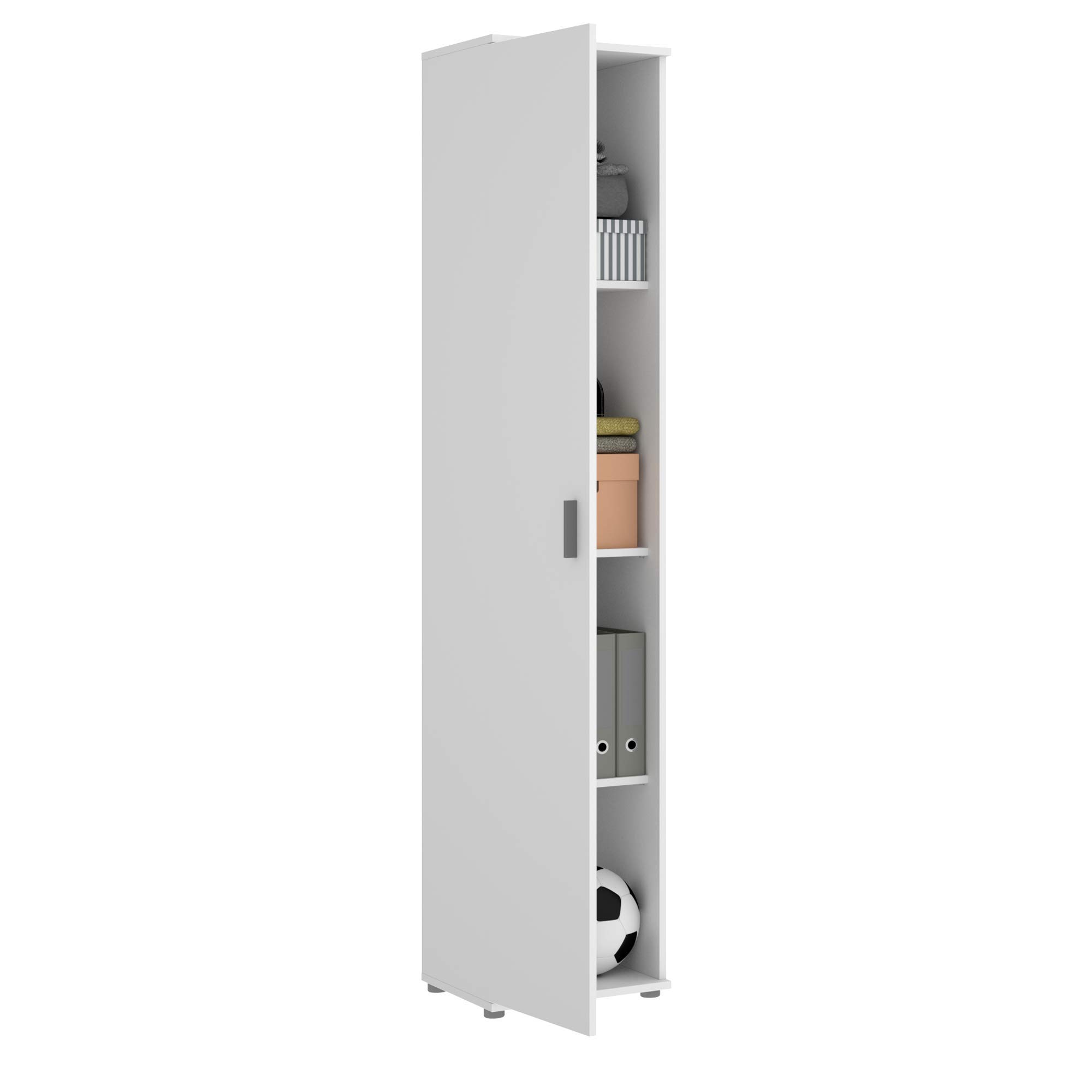 DEKIT GRUPO RIMOBEL Armario Multiusos 1 Puerta, Madera de ingeniería, Blanco, 39x190x35cm