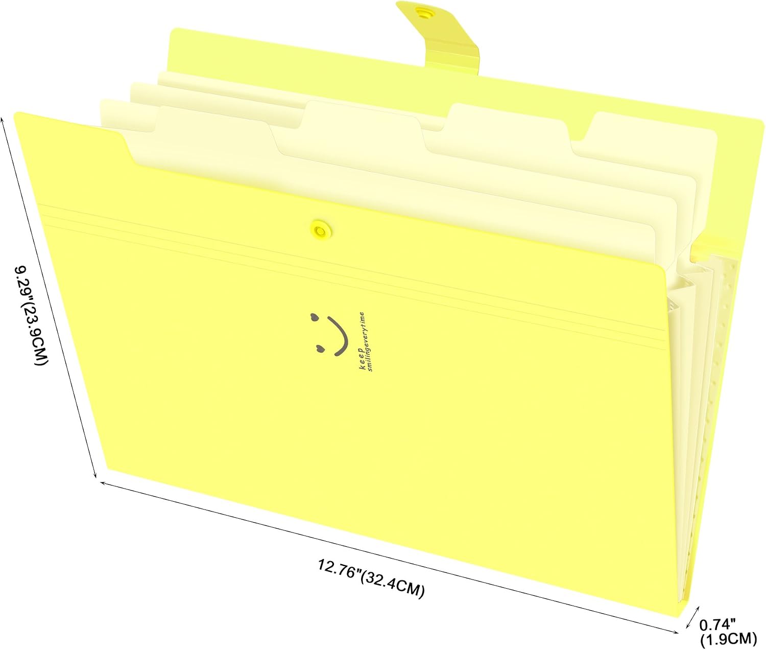 Phyxin Expanding File Folders 5 Pockets Document Organizer A4 Letter Size Plastic File Folder with Lables Document Holder for Business School Supplies Yellow