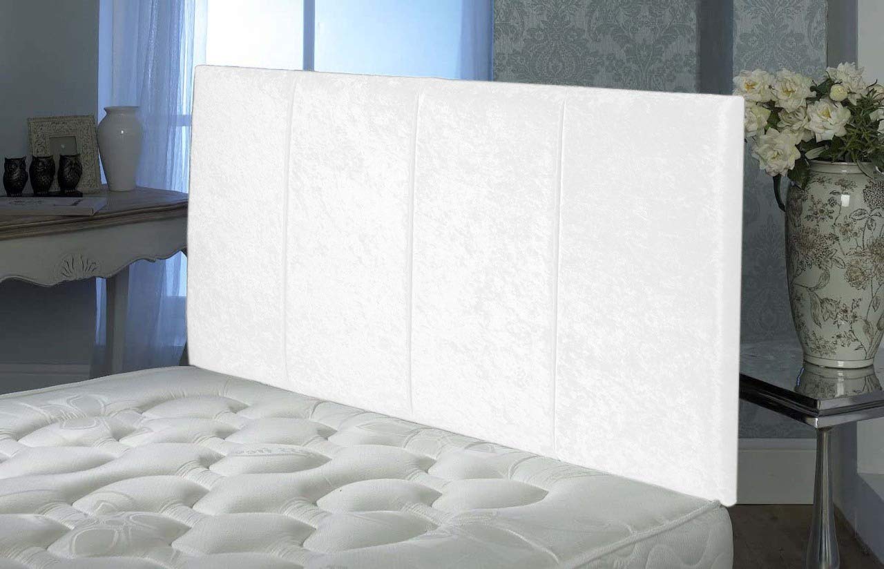 mm08enn Beautiful Design Tassy Bed Headboard in Crushed Velvet Fabric available Height 20" or 26" (3ft 26" Height, White Crushed Velvet)