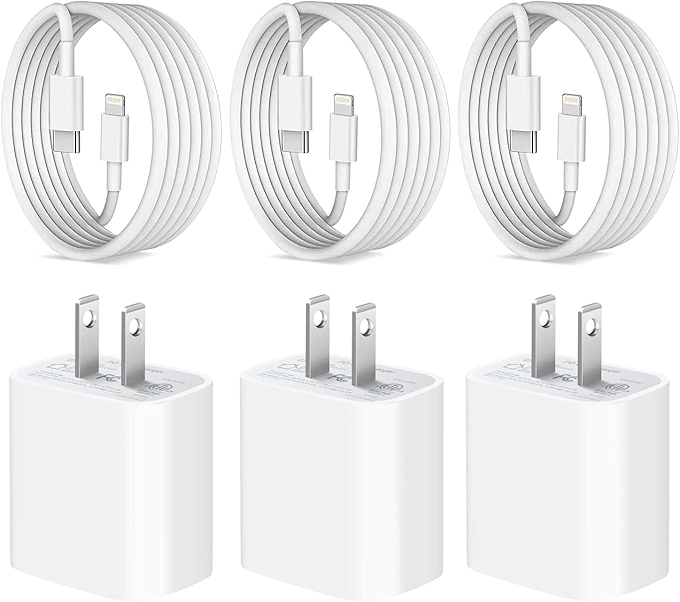 苹果认证20W快充充电器套装（3个装）配6英尺USB-C转Lightning充电线