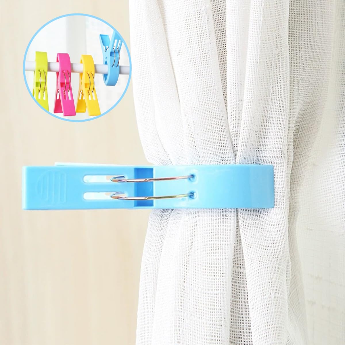 Mollette Da Bucato 16 Pezzi - Grandi, Multicolore, Antivento Per Telo Mare E Trapunte - Foto 6