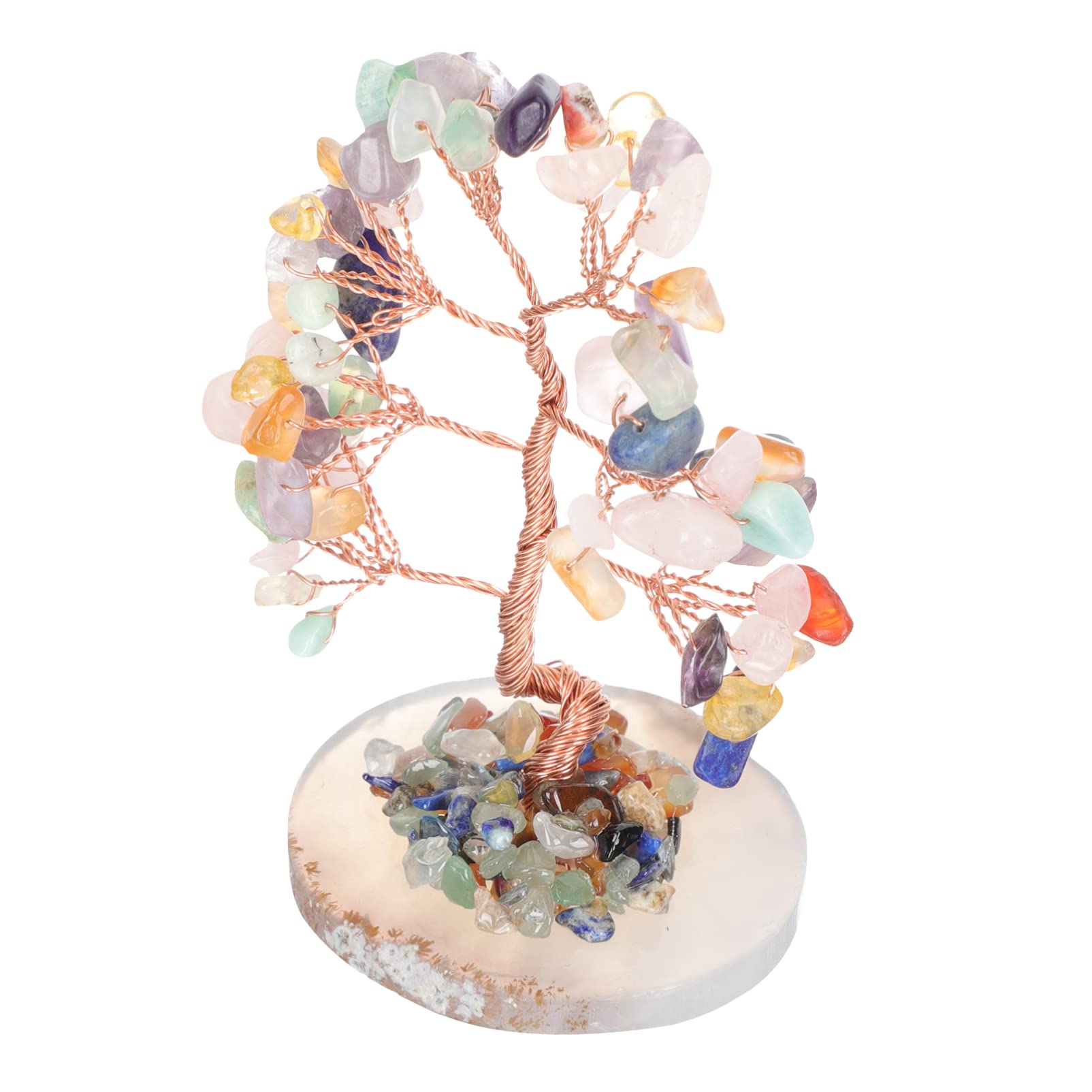 BESPORTBLE7 Chakra Healing Crystal Money Tree Stone Bonsai Tree Feng Shui Good Luck Wealth Tree Decor Business Gift for Office Home Living Room