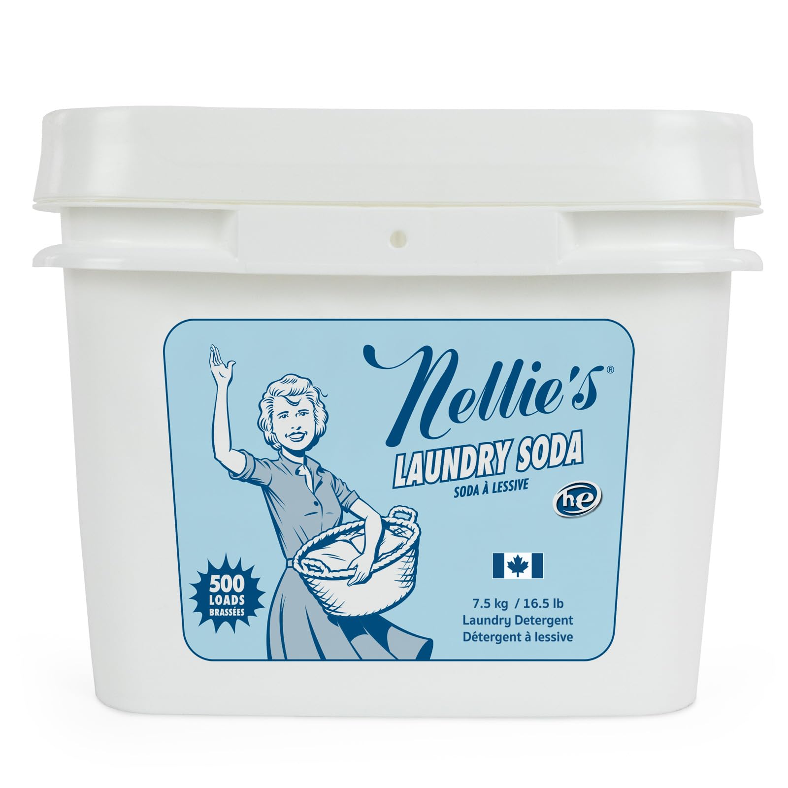 Nellie’s Laundry Soda – Concentrated Powder Detergent – 500 Load Bulk Format – Gentle, Fragrance-Free, Effective on Stains – Compatible with HE & Standard Machines, Septic Safe – Made in Canada