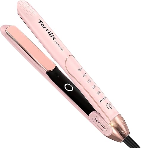 Terviiix Titanium Salon - Plancha de pelo profesional 2 en 1, plancha alisadora ARC sin enganches para un solo golpe, calentamiento ultra rápido de