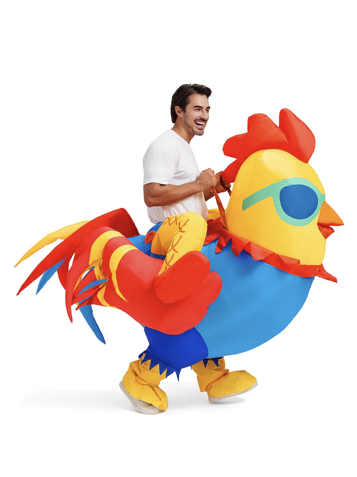 Inflatable Chicken Costume for Adult Rooster Blow Up Costume Funny Halloween Cosplay for Men Women